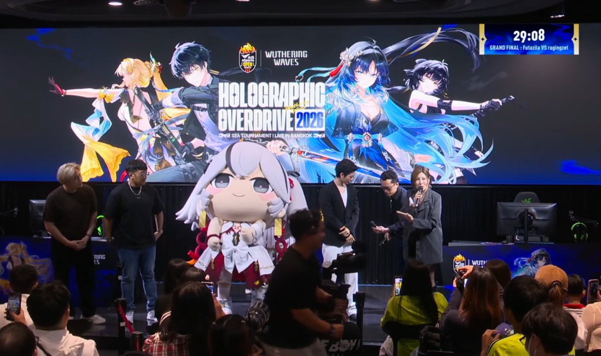 Rexlent's tweet photo. The WUWA SEA hologram tournament just concluded and was freaking INSANE. I'd love to see more. CONGRATS TO RAGINGZET OF INDONESIA WITH THAILAND COMING SECOND.

Great sportsmanship and vibes, and everyone is a PRO PLAYER. Crazy showcase of quickswapping and working with pick/ban draft teams.

With how successful it turned out, I hope Kuro acknowledges that SEA has a strong, healthy player base of passionate gamers and continues to support us in the future.

(As expected, Sigillum was killing everyone LOL.)

#wutheringwaves