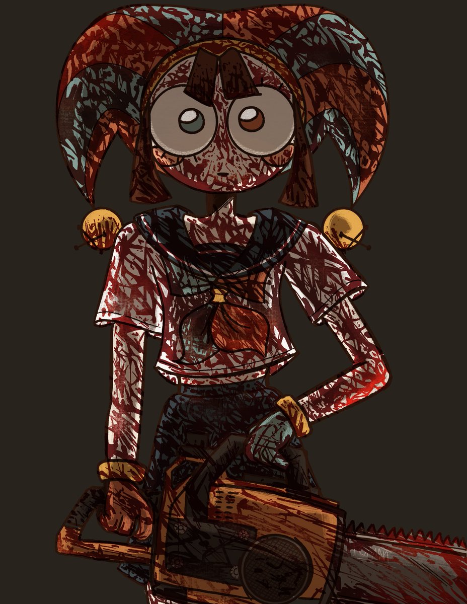 ivuriASS's tweet photo. bro pomni chill  

#pomni #tadc #chainsaw #art https://t.co/F6aWdebFh4