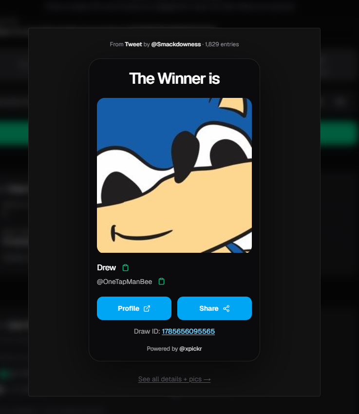 Smackdowness's tweet photo. gg to @OneTapManBee  winning the $25 Giveaway! DM me ur usdt address. https://t.co/NwANIwS21I
