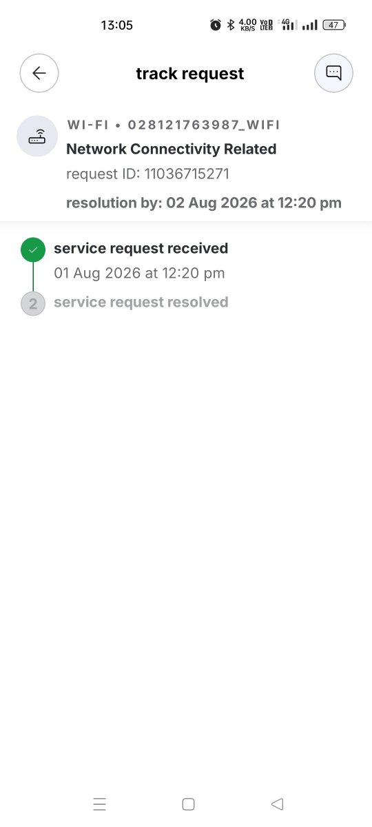 nikunj827's tweet photo. @Airtel_Presence @airtelindia,

Once again, my Airtel Xstream Fiber is down. Service Request #11036715271 was supposed to be resolved by 02 Aug 2026, 12:20 PM, but the internet is still not working.

Last month also, I faced a similar outage. -(1) https://t.co/QFSnhzKXE5