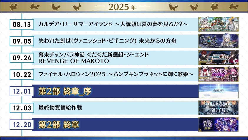 appmediafgo's tweet photo. 2025-2026の年表
https://t.co/dQ4p2d6zRV
#FGO
#FGO11周年 https://t.co/isJvCqD99A