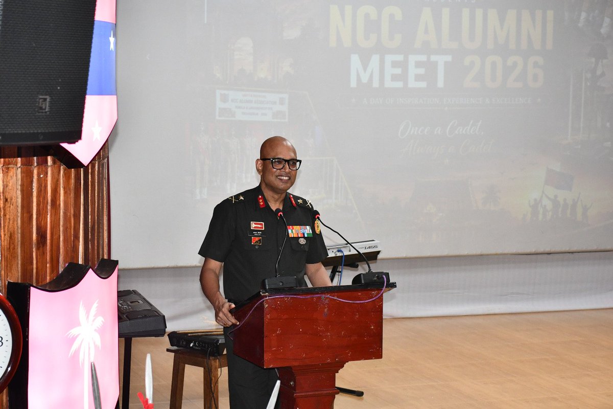 DefencePROTvm's tweet photo. In a pioneering initiative, the Kerala & Lakshadweep NCC Directorate hosted its first-ever NCC Alumni Meet at Cariappa Auditorium, Pangode Military Station, Thiruvananthapuram.

 Major General CG Arun, SM, VSM, Addl. Director General, NCC Dte (K&L) was the Chief Guest and inaugurated the event. 

The aim of the landmark Initiative is to Reconnect, Inspire and Build the Future of the National Cadet Corps through strengthened contact between the alumni and the present cadets in the Kerala - Lakshadweep region.

#MoD #NCC #NCCkeralalakhadweep #Indianarmy #Indiannavy #airforce
#Sainikschool #SSKazhakootam