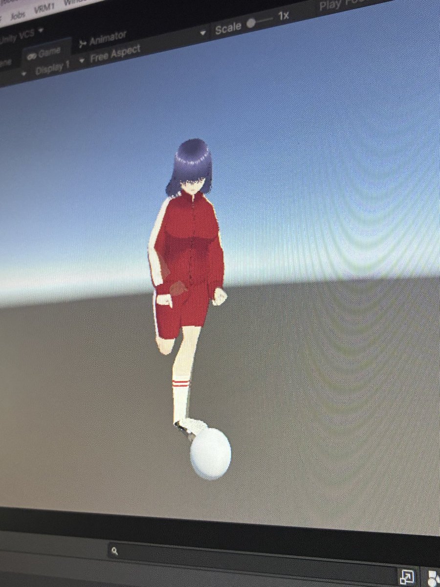 T_naguu's tweet photo. ボールつけたら一気にサッカー感が出て良い☺️
左足は犠牲になったのだ。
でも目指してるのは「サッカーアクションゲーム」じゃないから微妙に楽、な、はず！
#ゲーム作り https://t.co/n1Jj59vUzP