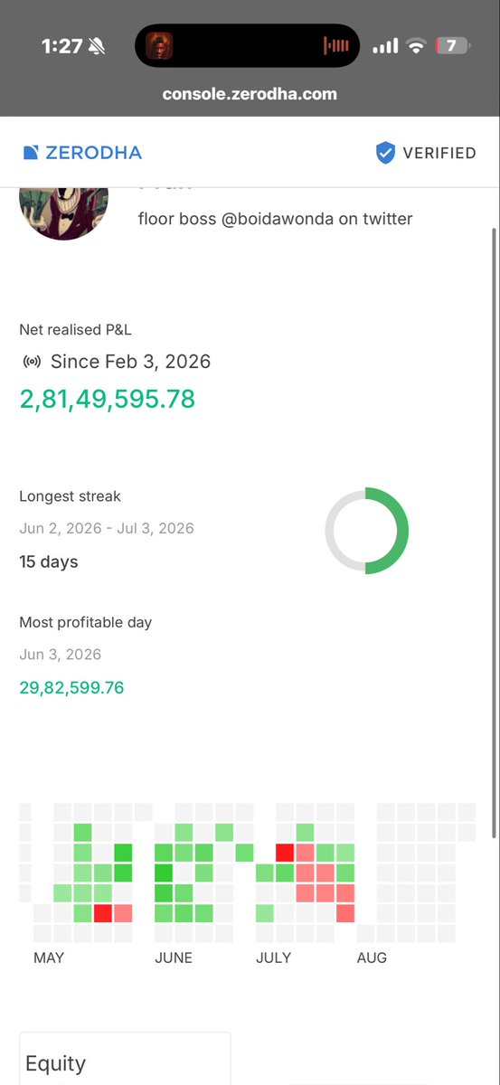boidawonda's tweet photo. no more pnl sharing from me (or tweets probably lol) until we start clocking 1-2 cr per trade

i'm also tired of being a twitter philosopher just a couple days in

u can always track it here but expecting not much action for the next few months from my side here

https://t.co/avby2qEIWK

it's time to think bigger and go to war 

happy with the 2.8 crores profit for the year

but i'm not a trader

open the casino

see u october

-- big bull