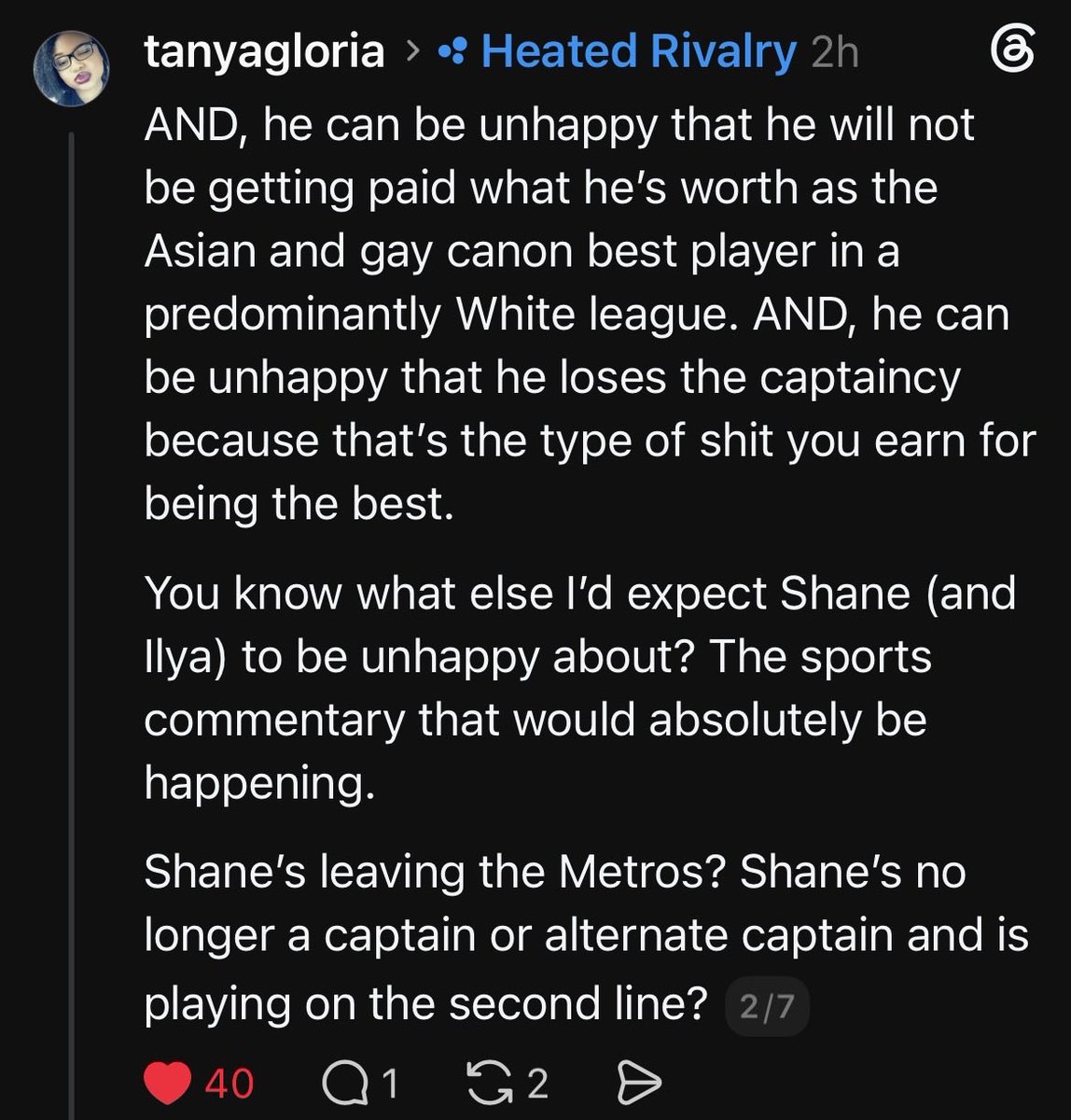 cens105's tweet photo. Regarding the Shane’s ending in TLG discourse, I really recommend this more nuanced take from Threads on how being happy about the marriage and sad about the hits Shane’s career suffered can coexist. https://t.co/NzSQ0EUnab