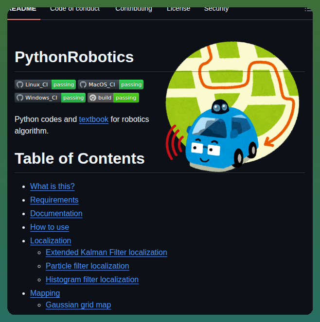 PythonRobotics: 로보틱스 알고리즘을 위한 Python 코드 및 교재 제공 대표 이미지