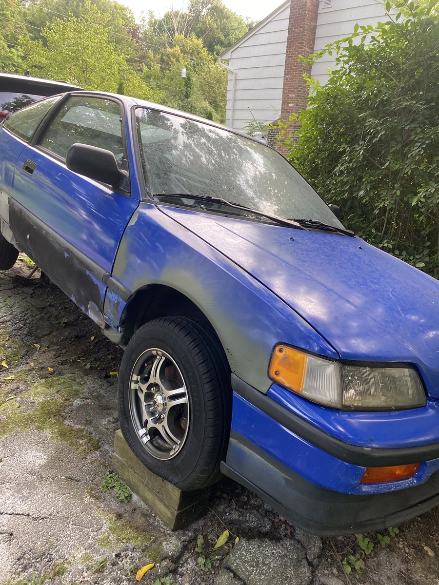 Peckdasnake's tweet photo. Back on the crx, refreshed the fender; blast and prime. #hf #duplicolor https://t.co/0I67emRAJF