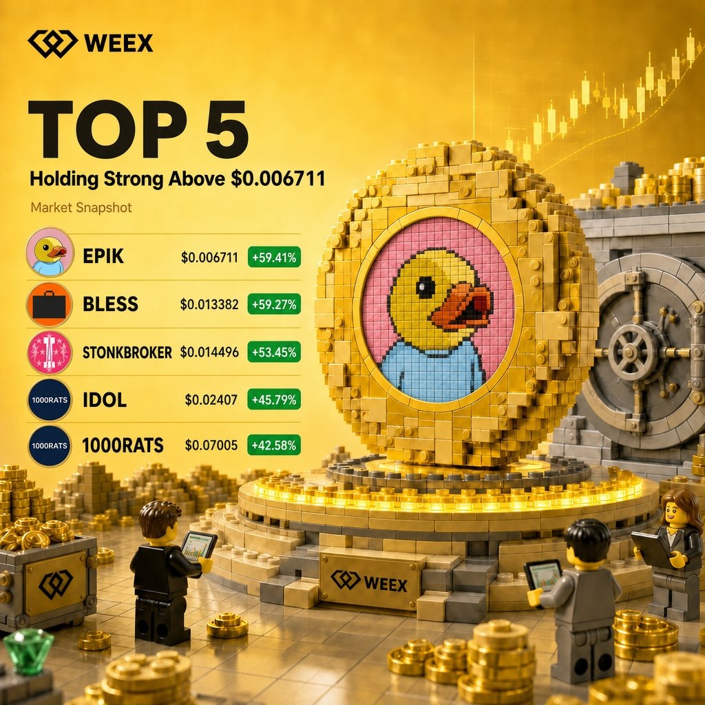 WEEX_Official's tweet photo. Who leads next? Comment your pick 
$ЕРІК  $0.006711   +59.41%
$BLESS  $0.013382   +59.27%
$STONKBROKER  $0.014496   +53.45%
$IDOL  $0.02407   +45.79%
$1000RATS  $0.07005  +42.58%  

 Register On WEEX: https://t.co/04yBNU1Vat https://t.co/wNQx63LzGx