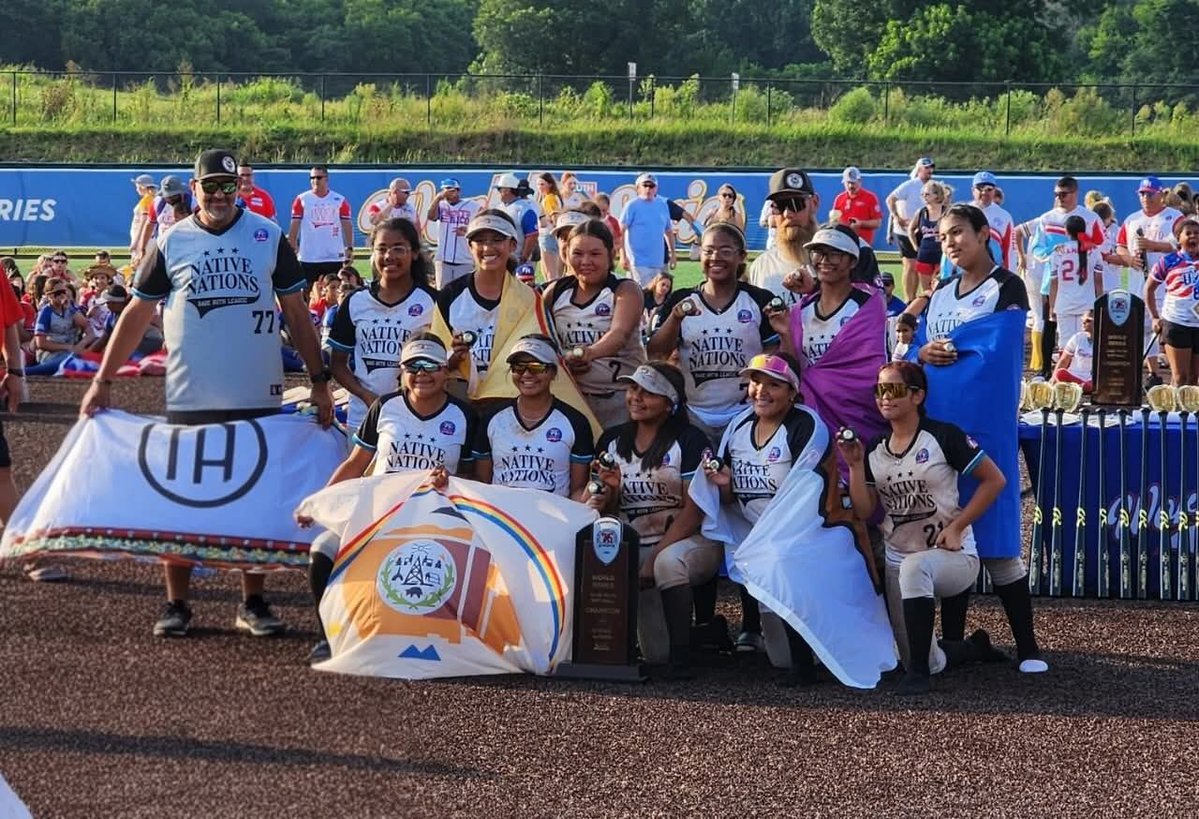 ndnsports's tweet photo. Congratulations to the Native Nations softball team who won the 2026 Babe Ruth Softball World Series Championship today after going (9-1) on the week. This was also the teams inaugural appearance in the tournament. 
#NativePreps #NationalChampions #BabeRuthSoftball https://t.co/9G7QeuiFun