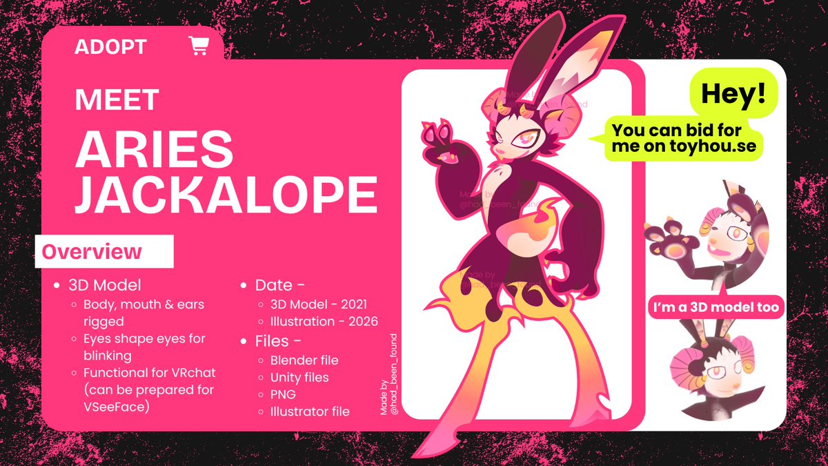HAD_BEEN_FOUND's tweet photo. Hello hello! I open a bid for an ol' character of mine that got his time to find a better home...
Meet Aries Jackalope, a funny guy with fire legs and gigantic ears 🐰🔥

More info on replies ⬇️ https://t.co/PExPj1uix9