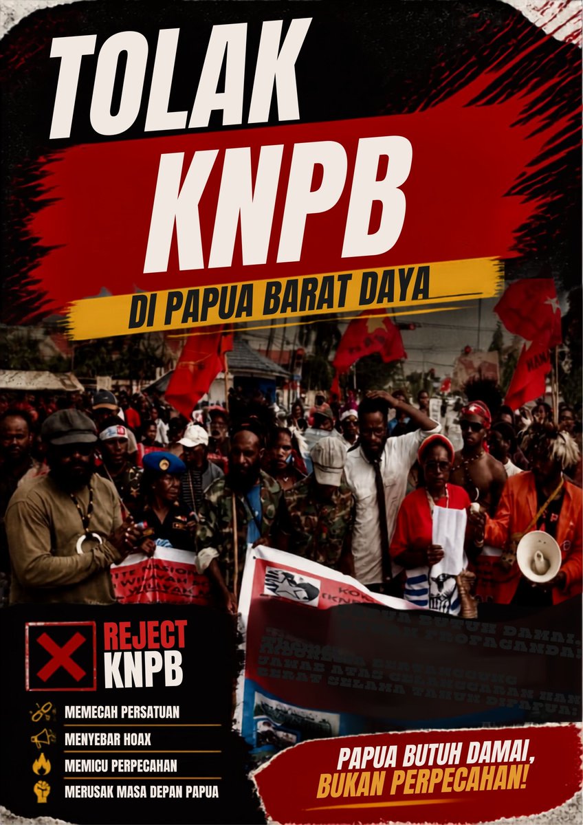 PapuaHunter's tweet photo. TOLAK KNPB DI PAPUA BARAT DAYA !
KNPB Perusak persatuan, Penyebar Hoax dan Kebencian
Papua Butuh Damai, Bukan Perpecahan ! https://t.co/MTWoXZ3CQB