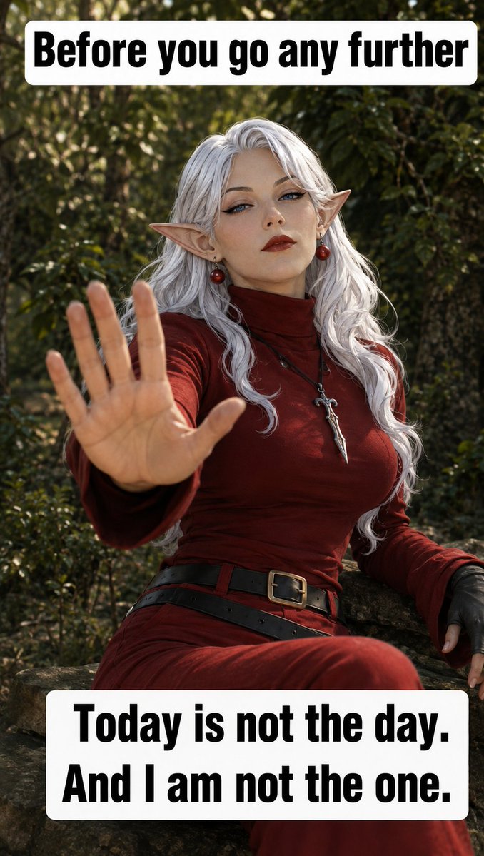 Senompatch's tweet photo. New "Not Today" Meme. I think I finally got it working right. @Gremsworkshopv2  @Runya_EithelNar @DavidoftheLight @Fidgety_Fidget https://t.co/13zjrU43yl