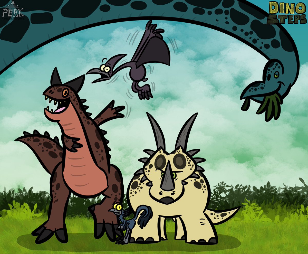 Peakanimations's tweet photo. Had a stupid injury that is slowly going away for about 2 going on 3 days now, but I finally got that energy to draw something and be my normal self again.

Here’s what I cooked up today! Bleeg being careful on the ice and my group of dinosaurs! 🫈🦕🦖

#artistsoftwitter https://t.co/5iPnnL7UjA