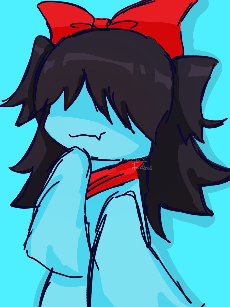 Rannriiii's tweet photo. バスで描いた指描きターコちゃ🩵
#deltarune https://t.co/4QXxytTvwy