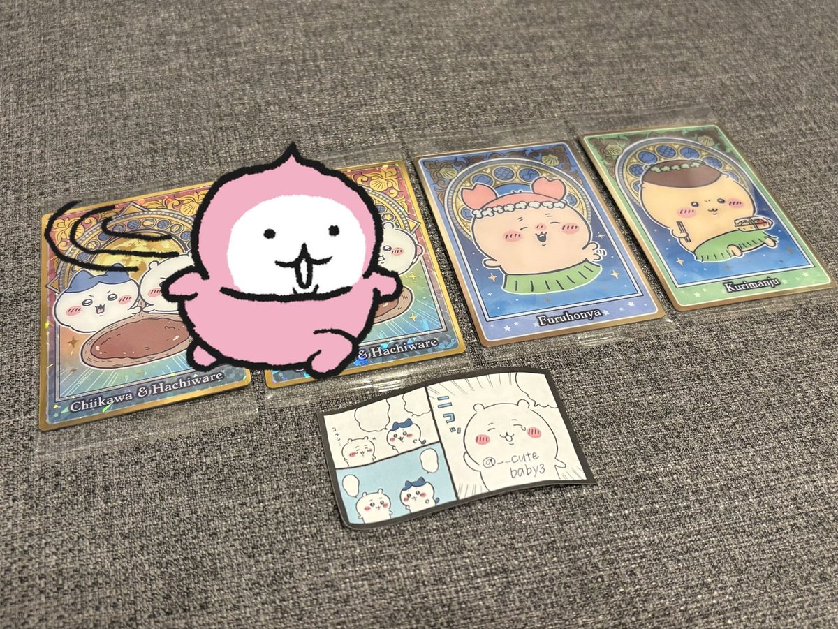 __cutebaby3's tweet photo. #ちいかわ ウエハース 交換

（譲）古本屋 くりまんじゅう

（求）モモンガ ＞ 島二郎 セイレーン

都内手渡しまたは郵送にて、なるべくまとめて交換していただける方を探しております。お返事までお時間いただく場合ございます https://t.co/adIHgv55Ow