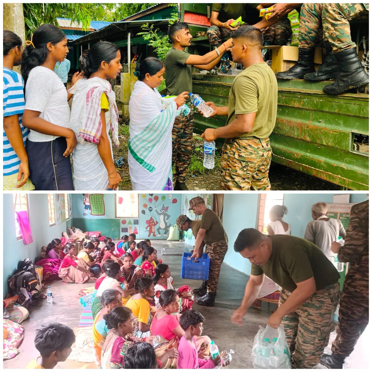 easterncomd's tweet photo. #OpJalRahat | Where Hope Needs a Hand, the #IndianArmy Steps In. 

Under the aegis of #EasternCommand, #SpearCorps troops continued their relentless relief efforts, reaching affected families in #Teok, #Jorhat and #Amguri, #Sivasagar, with timely assistance and essential supplies.

From life-saving medicines and medical care to cooked & uncooked ration, clothing and daily-use essentials, relief material was provided to 400+ affected individuals, while a dedicated medical aid camp extended medical succour to 600 patients.

Through challenging conditions and long hours on the ground, our soldiers remained committed to one purpose - to serve, support and stand with the people in their time of need.

#OpJalRahat | जहाँ उम्मीद को सहारे की जरूरत होती है, वहाँ #भारतीय_सेना आगे आती है। 

#पूर्वी_कमान के तत्वावधान में #SpearCorps के जवानों ने राहत कार्य जारी रखते हुए #Teok, #Jorhat और #Amguri, #Sivasagar, में बाढ़ प्रभावित परिवारों तक समय पर सहायता और जरूरी सामान पहुँचाया।

जीवनरक्षक दवाइयों और चि���ित्सा सहायता से लेकर पका हुआ एवं कच्चा राशन, कपड़े और रोजमर्रा की जरूरी वस्तुओं तक, 400 से अधिक प्रभावित लोगों को राहत सामग्री प्रदान क�� गई। वहीं, एक विशेष चिकित्सा सहायता शिविर में 600 मरीजों को चिकित्सा सहायता दी गई।

मुश्किल परिस्थितियों और लंबे समय तक लगातार काम करने के बावजूद, हमारे जवान एक ही उद्देश्य के लिए डटे रहे - जरूरत के समय लोगों की सेवा करना, उनका साथ देना और उनके साथ मजबूती से खड़े रहना।

#भारतीय_सेना 
#पूर्वी_कमान 
#IndianArmy 
#EasternCommand 
#NationFirst
#ServiceBeforeSelf
#WeCare
#OpJalRahat

@adgpi
@SpokespersonMoD
@HQ_IDS_India
@indiannavy
@IAF_MCC
@official_dgar
@ProDefKolkata
@IndiaCoastGuard
@HQ_DG_NCC
@Spearcorps
@PIB
@AssamRajbhavan
@MyGovAssam

Facebook  - https://t.co/hal3dZnViP
Instagram  - https://t.co/EZMsC9LFNP