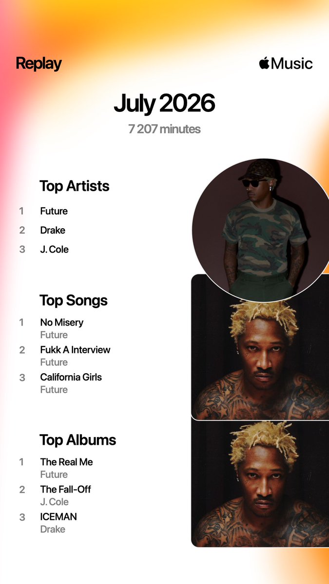 RealSihleIV's tweet photo. Let’s see your July Apple Music replay 👀🫡❤️ https://t.co/9MeJTY3Ojp