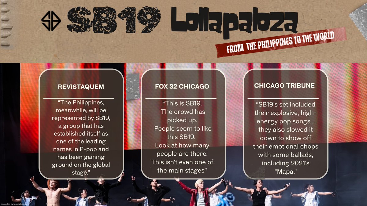 bluepebbless's tweet photo. From the Philippines to the world. 🇵🇭

SB19 just owned the Lollapalooza stage with a performance that hit different.

Talent, heart, pure pride — and the creatives behind every detail that made it unforgettable.

GÁLING BAYAN
GALING NG BAYAN
A’TIN YAN https://t.co/mXpv3k1pZA