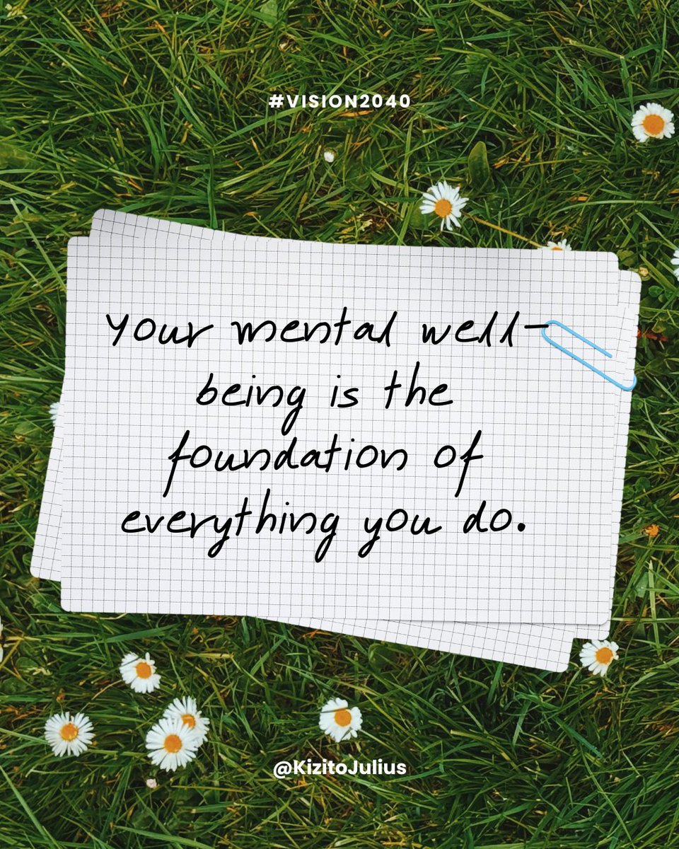 JuliusKizito10's tweet photo. Good morning🌻
Your mental well-being is the foundation of everything you do. 🧠✨
Don't forget to prioritize it today and every day. It's not a luxury; it's a necessity for building the future you envision.
#Vision2040 #MentalHealthMatters https://t.co/WzzmyovtqE