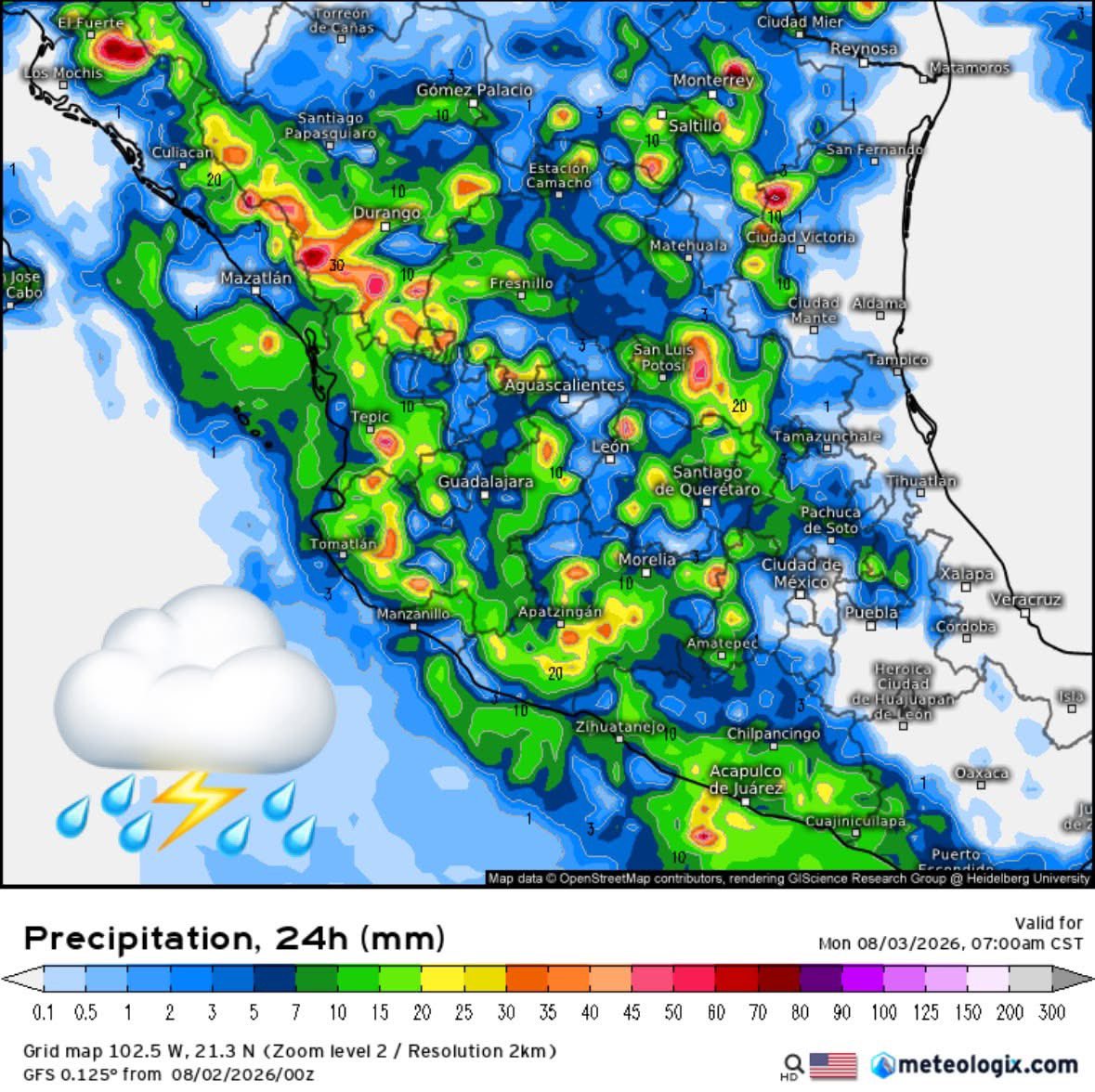 InfoMeteoro's tweet photo. 🔴⛈️ADVERTENCIA: fuertes lluvias y tormentas con granizo se prevé este domingo entre Son, Sin, Coah, NL, Dgo, Zac, SLP, Nay, Jal, Ags, Gto, Qro, Mich, EdoMex, Hgo, Gro

⚠️Un #FrenteFrío llegará al noreste, favoreciendo LLUVIAS (no frío), mientras el Monzón sigue muy activo‼️ https://t.co/ufU2QwB8XW