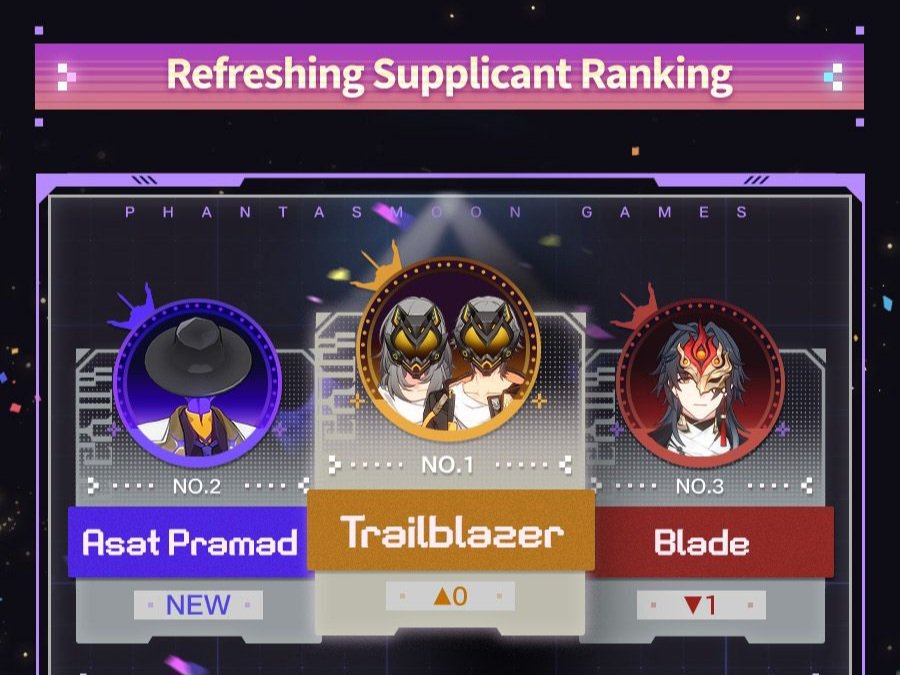 StarRailVerse1's tweet photo. Phantasmoon Games - Refreshing Supplicant Ranking

#HonkaiStarRail https://t.co/ti9BqOcAFe