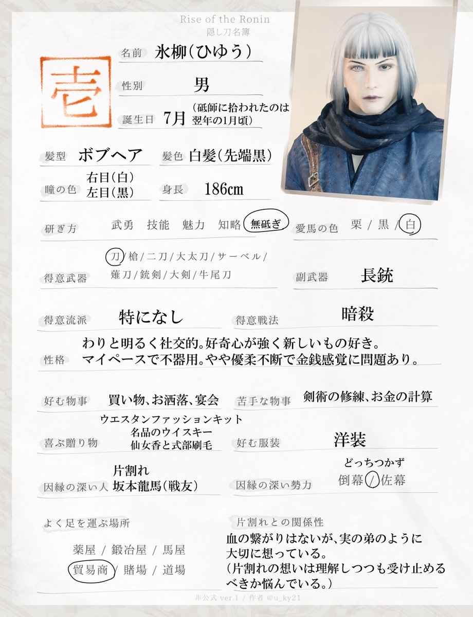 sirosan007's tweet photo. #隠し刀名簿
＃RiseoftheRonin
隠し刀名簿更新しました。（前回とかなり設定変わってます） https://t.co/ZeeJXzzS3c