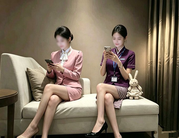 gr74renai's tweet photo. 祥航空和南航的空姐落地怎么会在一个酒��，那么拍照的第三个人是谁？ 双倍快乐哦！ https://t.co/khzsgXlDdc