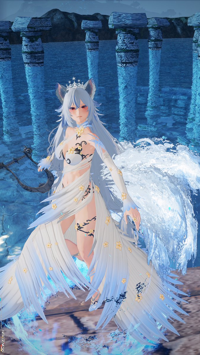 FeverRappy's tweet photo. ハープの日🪉お昼上げこんこ～ん🦊♪
チムスペの水中神殿にてハープ片手にSS🎶

#PSO2NGS_SS #ハープの日 https://t.co/jsNOPb40Wm