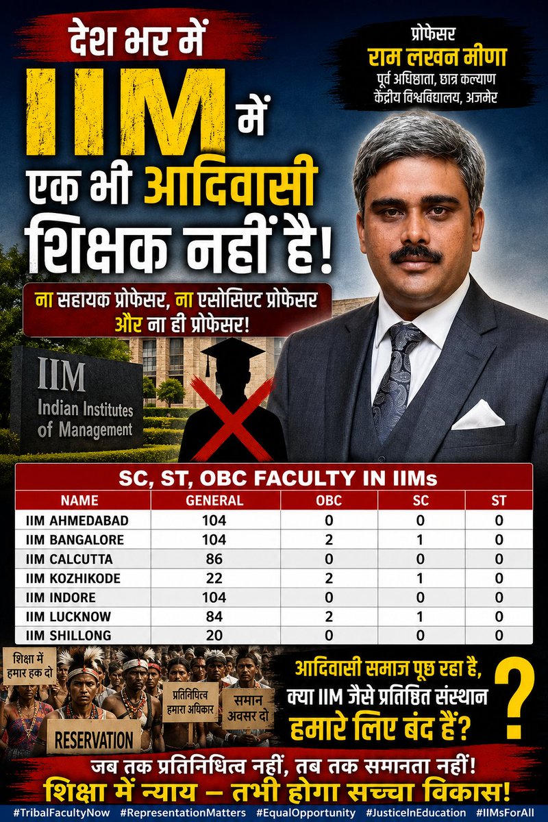 ProfRLMeena's tweet photo. आरक्षण की 75 साल की सच्चाई!
#reservationsystem #iims 
@PMOIndia @rashtrapatibhvn https://t.co/Tas97wDhHa
