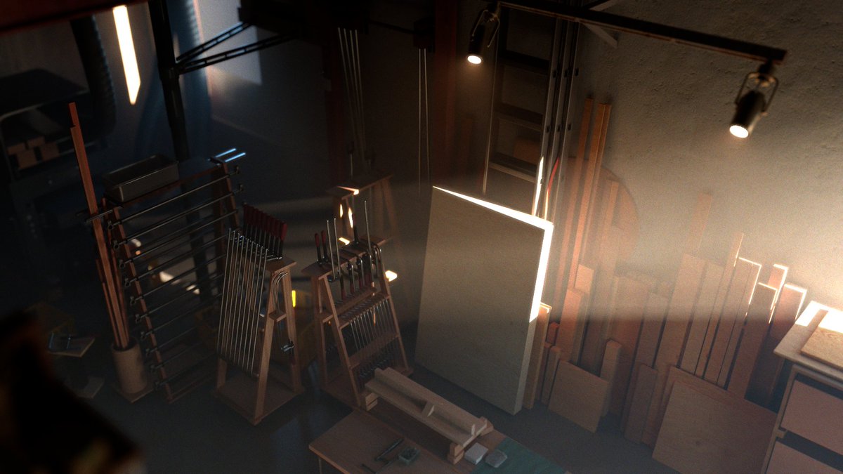 wak10200's tweet photo. Blenderで木工工房を作った
#Blender #b3d #3DCG https://t.co/tOptWP7ztc
