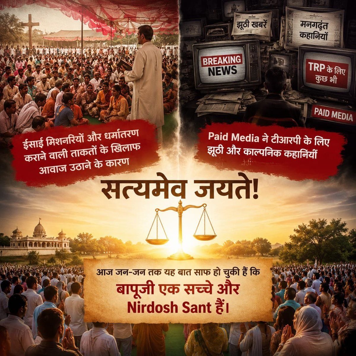 SakshiB30855178's tweet photo. @ReviewsOnBapuJi From villages to cities, the message is clear. We want justice rooted in facts, not narratives. Let dharma and law walk together.
Janata Ki Awaaz #JusticeForBapuji https://t.co/rocGj3uAeG