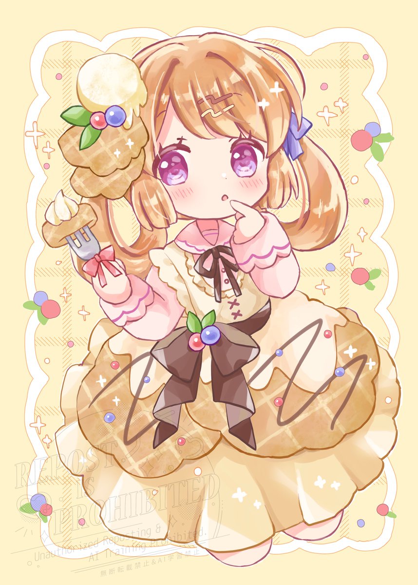shocorait's tweet photo. ワッフルちゃん🧇🫐🍴
(以前出したイラスト本より)
#おやつの日 https://t.co/Swjq32xlAm