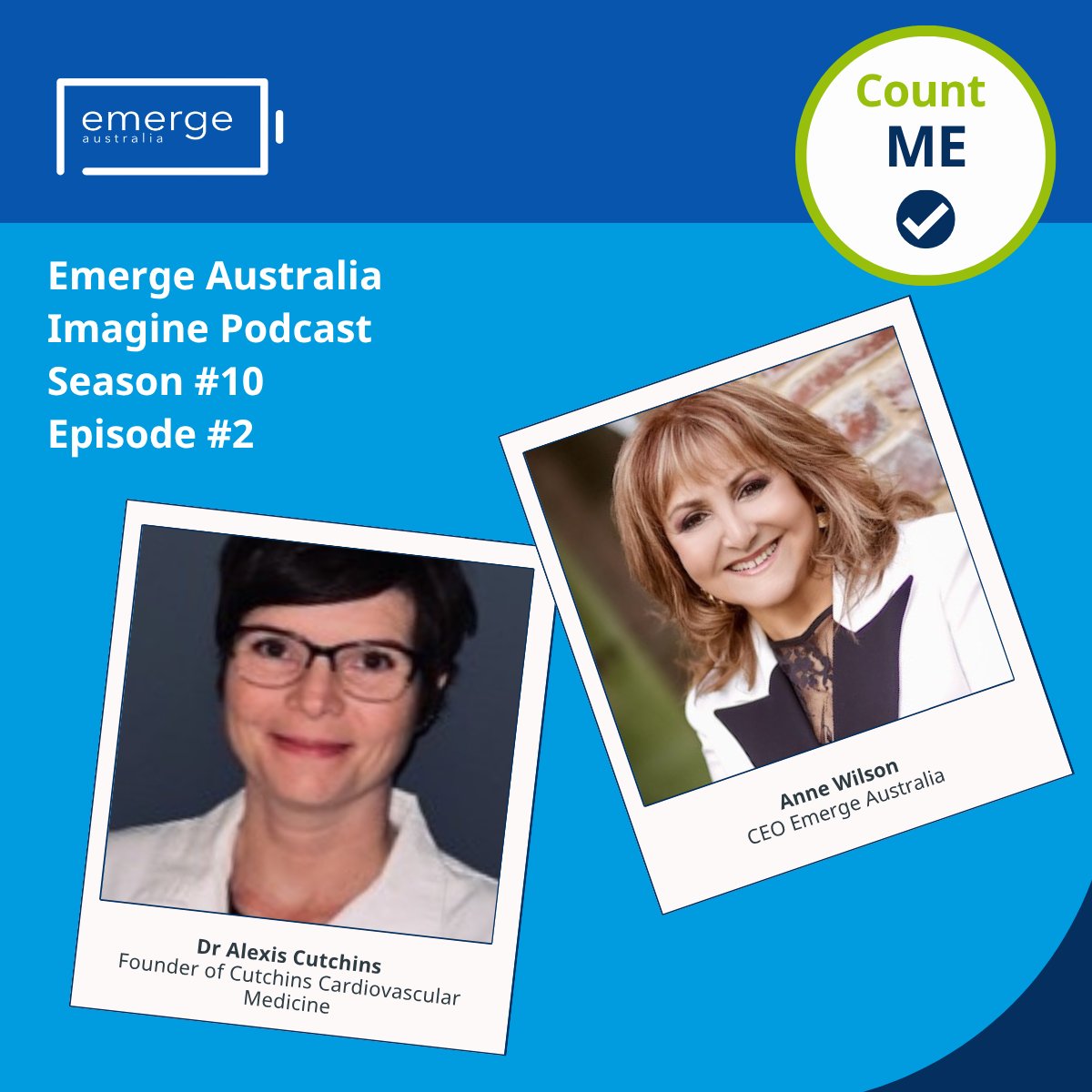 EmergeAus's tweet photo. 🎙️ Ep 2 of the new #ImaginePodcast season is here. Anne Wilson speaks with Dr Alexis Cutchins about #POTS, #MCAS, hypermobility, #longCOVID, #MECFS and the need for patient-centred care, better diagnosis and clinician education.

🎧 Available: https://t.co/33M82wpQcl https://t.co/W3iosPZfxK