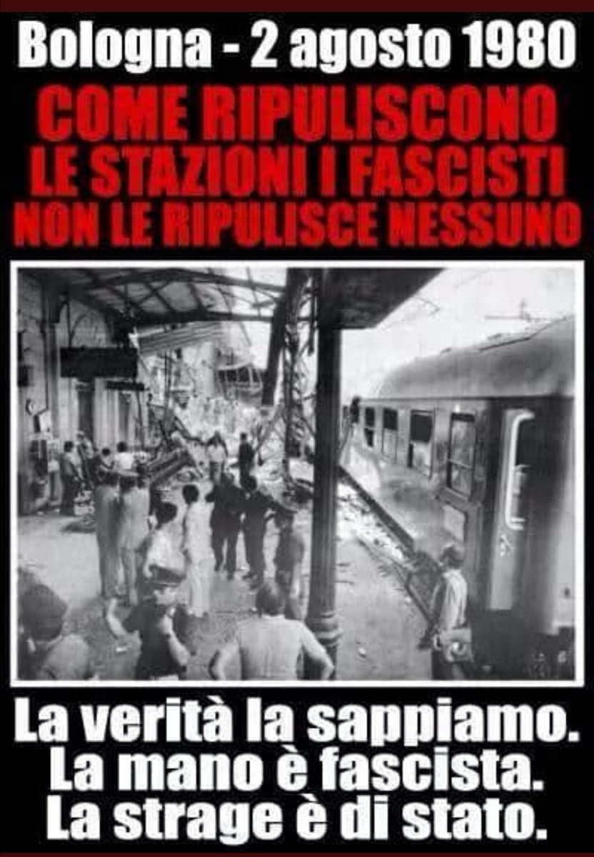pasquale__69's tweet photo. 46 anni fa..
#stragediBologna
#2agosto1980
#stragedistato
#stragefascista
#antifascista_SEMPRE
 🌹✊🏻✊🏿✊🌹 https://t.co/g90DaT2oGY