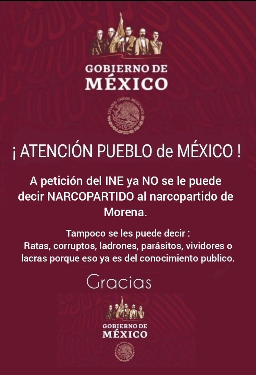 artaroo2001's tweet photo. @INEMexico @alitomorenoc @PartidoMorenaMx #MorenaOrganizaciónCriminal #MorenaPartidoNarcoSatánico #Morenarcoterroristas #MorenaEsNarcoEstado #MorenaElPeorPeligroParaMéxico #MorenaNarcoPartido #MorenaLaPeorDesgraciaDeMéxico #MorenaLaMerdeDeLaMerde https://t.co/JaMmMn5Qyy