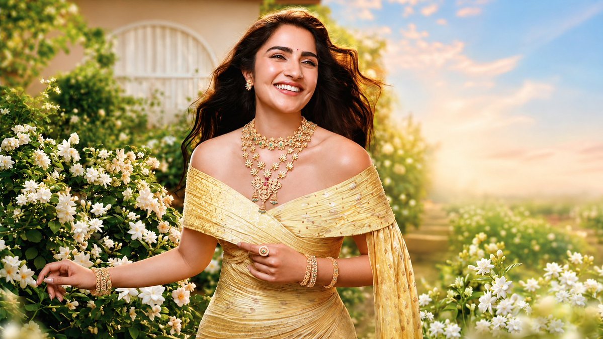 AnantapurCinema's tweet photo. Rukmini Vasanth BTS Clicks From Recent Tanishq Ad Shoot 💛✨

#Rukmini #RukminiVasanth https://t.co/5ZWRTK31Nt