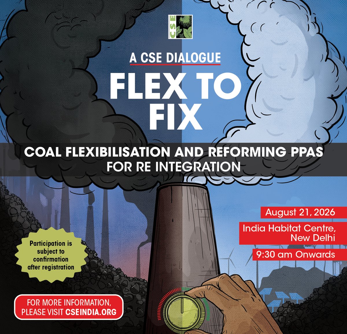 CSEINDIA's tweet photo. India's energy transition is entering a new phase. Adding more renewable energy to the grid is only part of the challenge. The bigger question is: Can our power system adapt to it?

As India moves towards its 500 GW renewable energy target, coal-based thermal power plants will need to operate differently. Instead of supplying steady baseload power, they must become more flexible, accommodate increasing RE generation during daytime and ramp up to meet rising evening demand.

Achieving this transition requires more than technological upgrades. It calls for enabling regulations, rethinking power purchase agreements (PPAs), and creating market mechanisms that support flexibility while safeguarding grid reliability and keeping electricity affordable.

To discuss these critical issues, the Centre for Science and Environment (CSE) is convening a national dialogue that will bring together policymakers, regulators, industry representatives, researchers and civil society.

We will be releasing two new policy reports on the occasion to guide the discussion. The event is bringing together policy regulators, sectoral experts, and stakeholders from industry and civil society, with an aim to support the policy ecosystem towards power sector flexibility while ensuring energy security.

The event will also mark the release of two new CSE policy reports.

For more details, visit: https://t.co/a862PjM9Nj