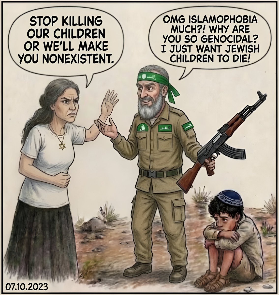 HuntersOfNazis's tweet photo. Jews defending themselves from genocidal terrorists somehow get called ‘genocidal’ by the same people who cheered the genocidal terrorist attack that started it all.

We live in a clown world. https://t.co/mh3SHiC6IR