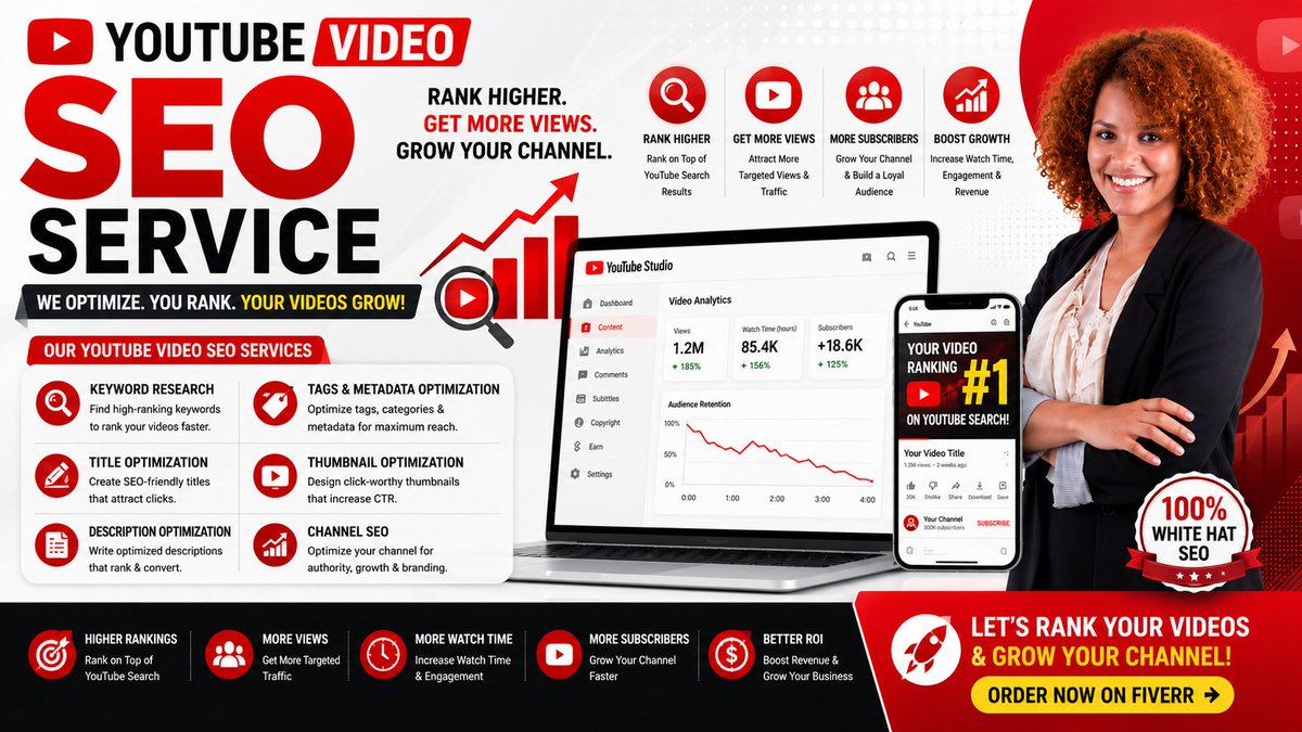 ratankumar50491's tweet photo. YouTube SEO is one of the most effective ways to grow your channel, increase video visibility, and reach the right audience. By optimizing your video titles, descriptions, tags, keywords, thumbnails, and metadata. https://t.co/d5r53dHwwx