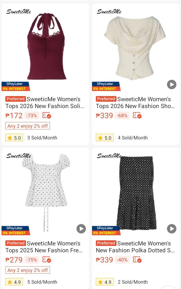 alluraxx's tweet photo. Found another Shopee clothing shop that’s making me question every purchase I’ve made before. 😭

The tops are so cute, the prices are dangerous, and my cart keeps growing. https://t.co/Yfc22RU33r