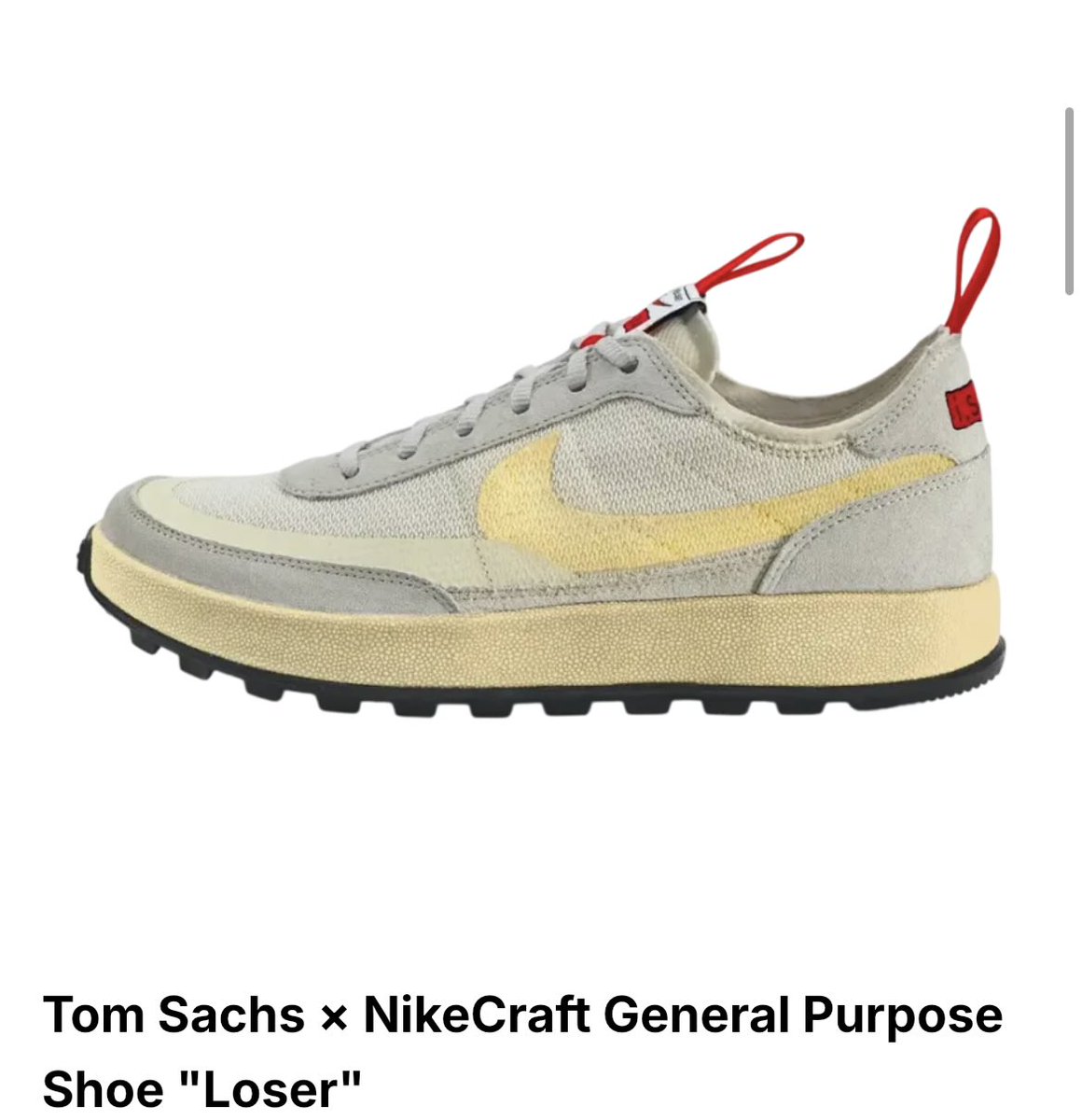 tanukigangdada's tweet photo. 完全にサイズミスった
Tom Sachs × NikeCraft General Purpose Shoe "Loser"
が今月届く✈️
そして関税も¥3400💴
正直、スニダンで買ったほうが🉐になったけど、そもそも"Loser"なんだから文句も言えないよね？

あの時は選ばれたんだと高揚してた自分が居た。。

#Tom Sachs
#NikeCraft https://t.co/eAw9UU5Hp5