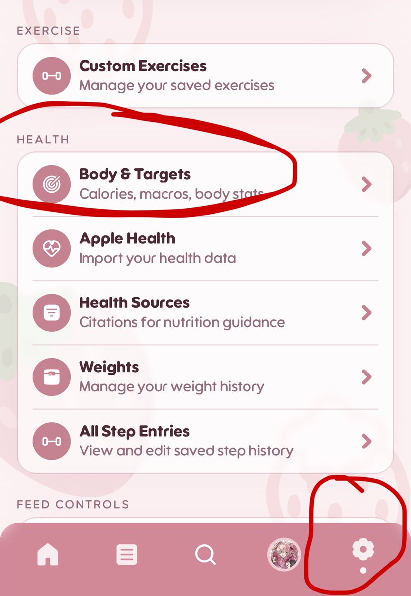xanoholic's tweet photo. @s1ckd011666 Go to settings and scroll until you see the “Body &amp; Targets” section. You can change it to whatever you want, but you’ll receive a warning if less than 1200c. Just press “I agree”!! https://t.co/1qwYjRqH00