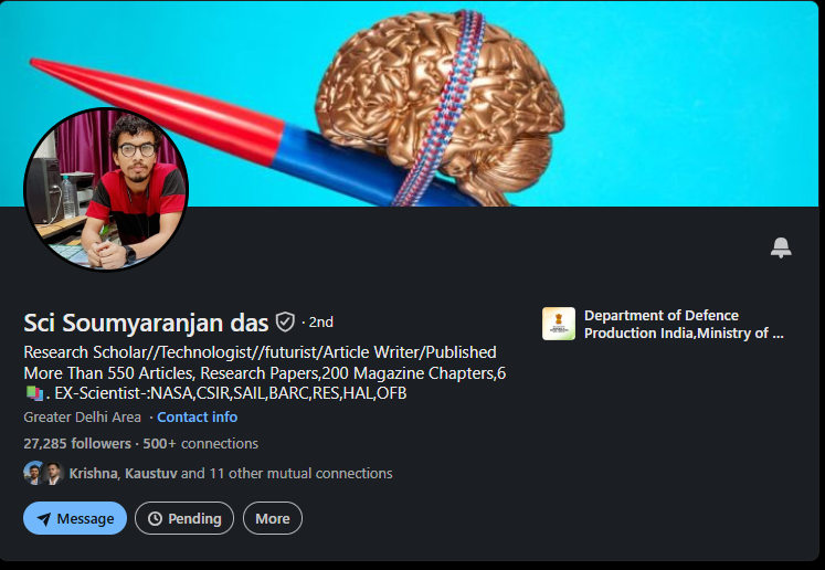 dibakardutta_'s tweet photo. Dear @SpokespersonMoD , there is a man claiming to be a 'senior scientist' at the Ministry of Defence.

He has amassed 27k followers in this way. And he showcases alleged envelopes of the MoD as proof of his employment. 

Is he currently employed with you? 

(1/n) https://t.co/krJyE7WOuW
