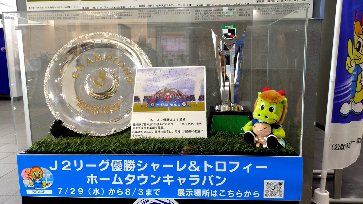 ody310z's tweet photo. J2優勝シャーレのキャラバンで地元に来てたから見てきた🏆️
シャーレ、ピカピカだった✨️
トロフィーは年度が入っているからずっとクラブに置かれるんだろうな。
#水戸ホーリーホック https://t.co/waBTEY5y5C
