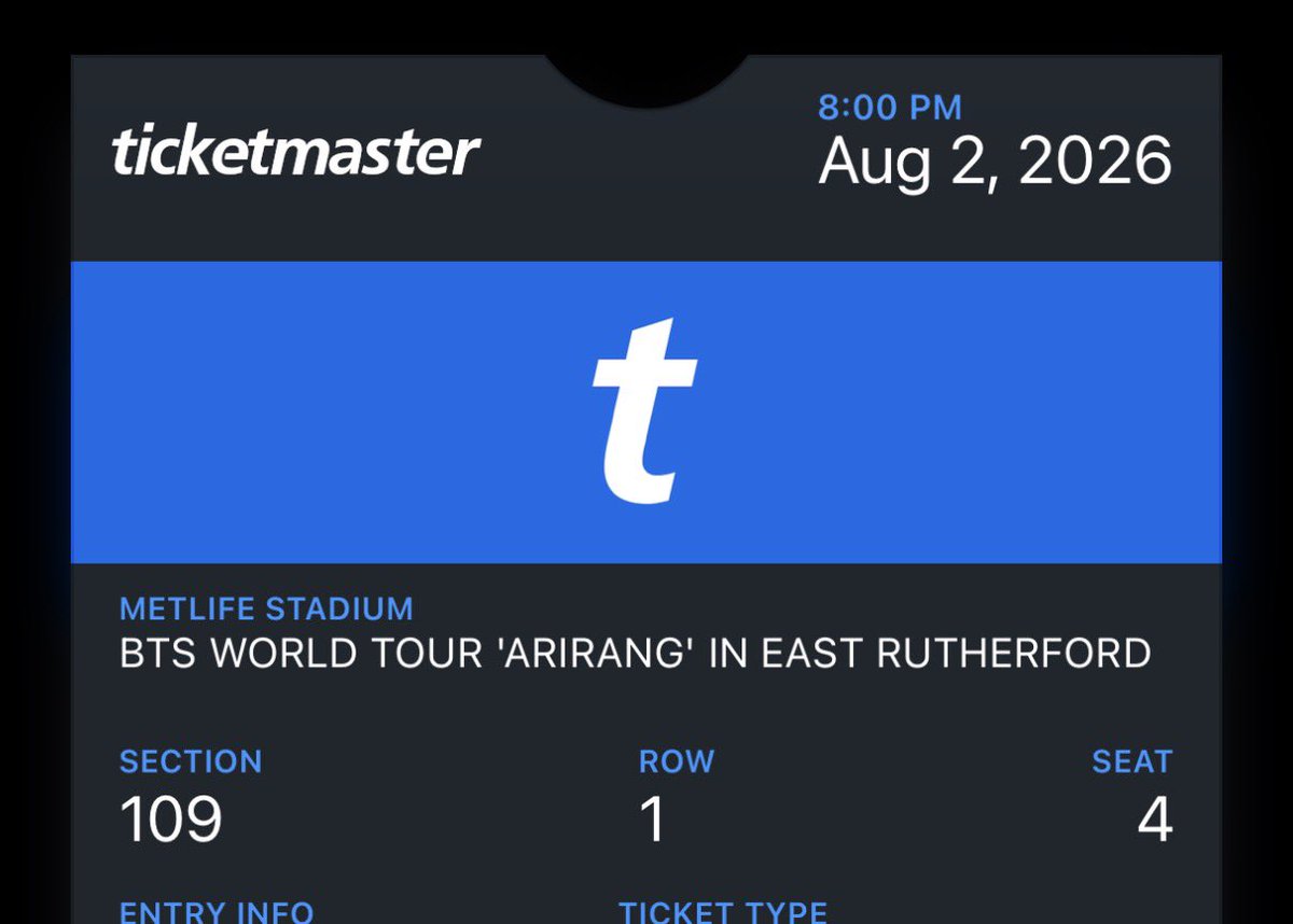 caricaripop's tweet photo. Ticket for sale. Metlife day 2. Same prince $719.40

DM 

#BTS_ARİRANG #bts https://t.co/KZm6b694IF