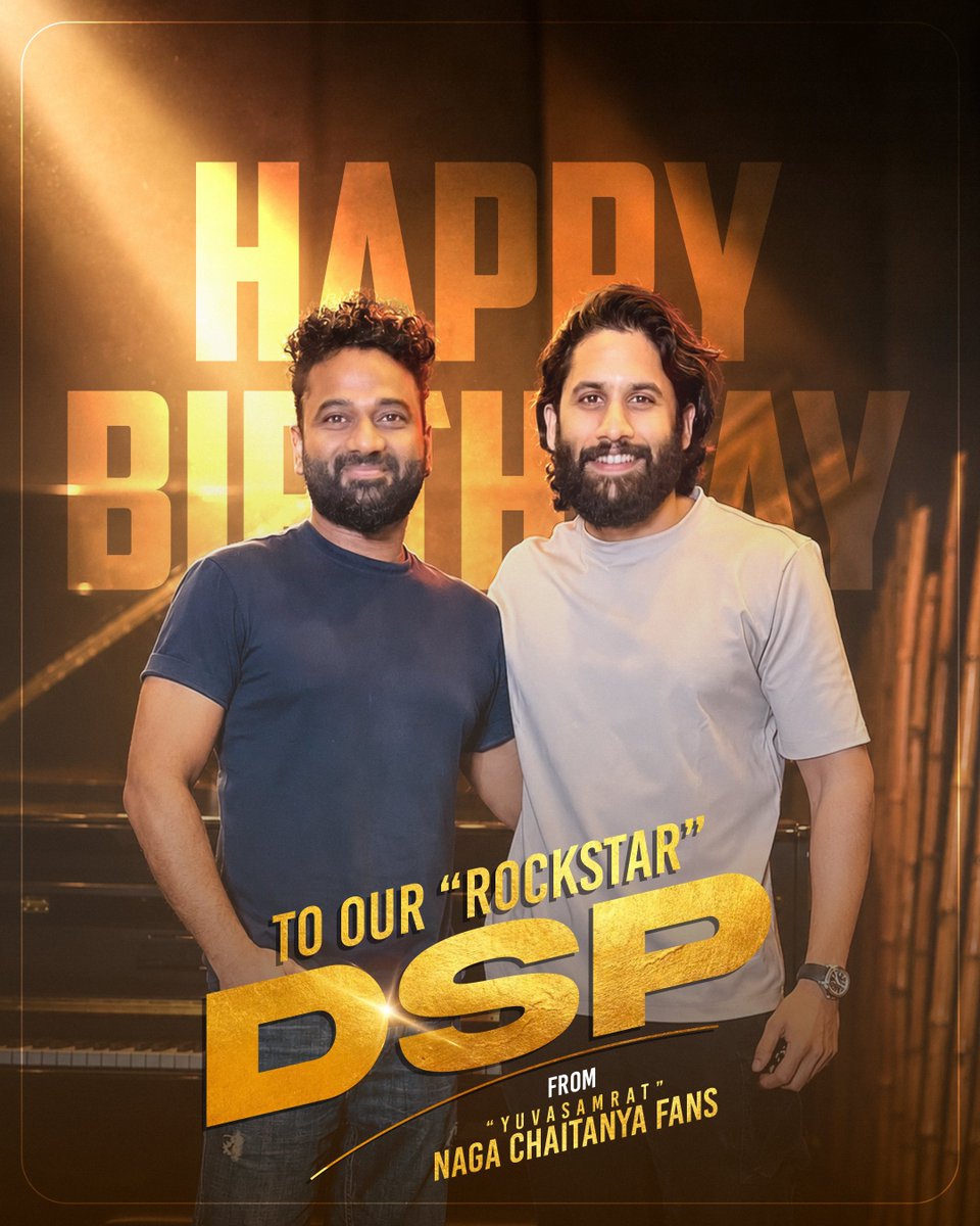 TrendsChaitu's tweet photo. Wishing a very happy birthday to our dearest Rockstar @ThisIsDSP ❤️🔥
Thank you for the chartbuster albums to our Yuvasamrat @chay_akkineni ❤️
#100PercentLove #Dhada
#RRVC #Thandel https://t.co/sCSiGdhjUb