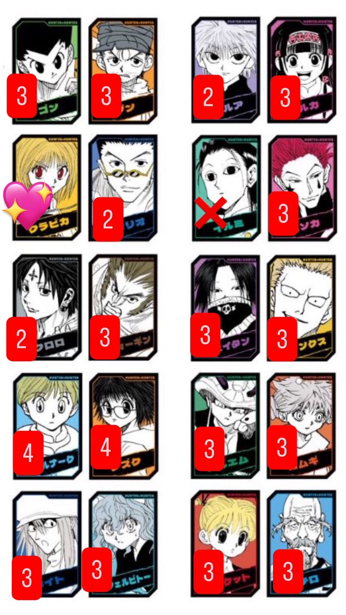 urnimaxxx's tweet photo. HUNTER × HUNTER h×h ハンターハンター ホロカードコレクション ホロカード 交換

【譲】写真参照
【求】クラピカ

20個追加購入しました。BOX購入ではないため、引用元の数から増加している分は仮約束になります。

⭐️郵送でのお取引⭐️
⭐️検索からお気軽にお声掛けください⭐️ https://t.co/H9nCAG2bVW