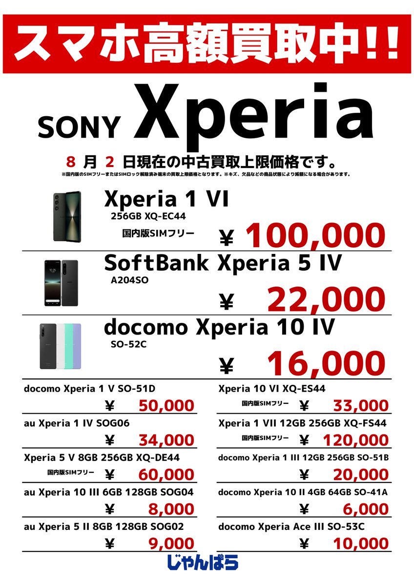 janpara_jkr's tweet photo. 🔥スマートフォン高額買取中🔥

💪じゃんぱらはスマホの買取金額に自信アリ💪

機種変されて使わなくなった機種、買ったけど違う機種に変えたい…

📱是非じゃんぱらにお持ち込み下さい😄

👍👍グッドプライスで買取中です💪💪

#じゃんぱら #小倉駅前 #買取 #Android #スマホ https://t.co/kn3HohxsXR