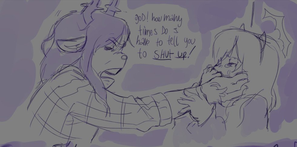 SneakyTanyuki's tweet photo. My take on Dess's violence towards Kris and their complicated relationship

(it's mostly a projection of stuff I went through so dont stress too much lmao)

#deltarunefanart #deltarune 

1/5 https://t.co/JYyQnXwda3