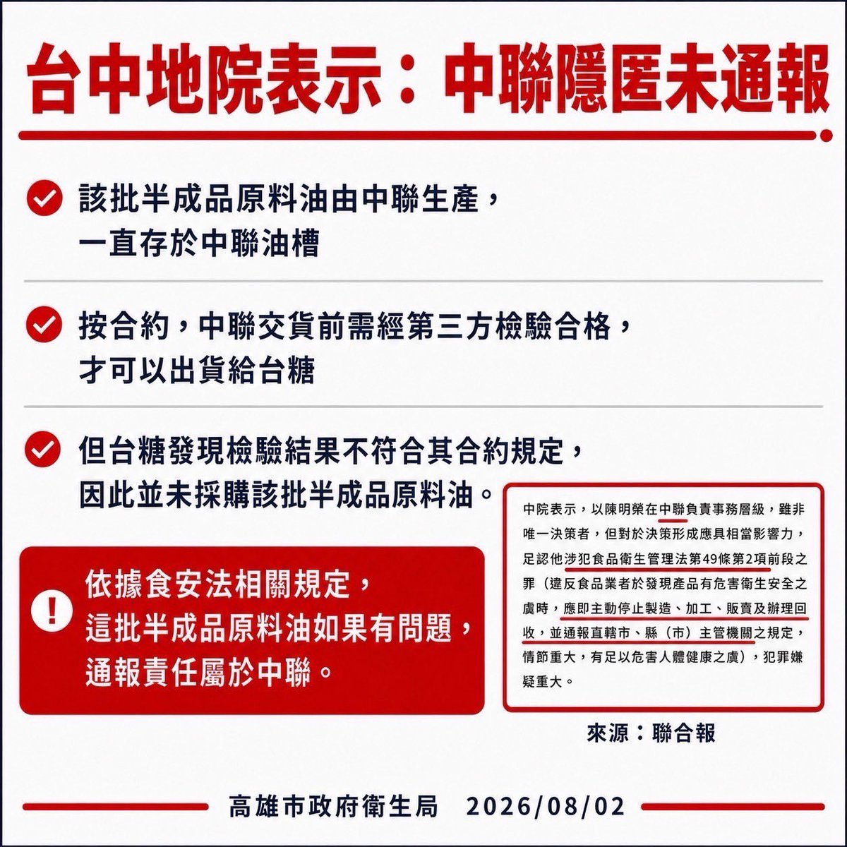loveagrogirl's tweet photo. 台糖根本沒做錯事，為什麼躺著也中槍？

事實上台糖檢驗中聯原料不合格，就停止採購，更沒有進入加工，怎麼現在講的好像台糖做壞事？原料有問題的是中聯油脂耶！ https://t.co/SQqE3mn0da